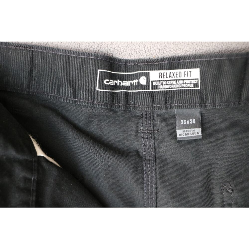 CARHARTT Pants Mens 36x29 Black Washed Loose Original Fit Workwear - Picture 10 of 13